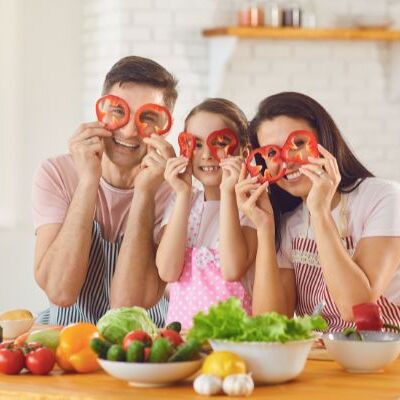 Family cooking together