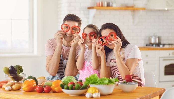 Family cooking together