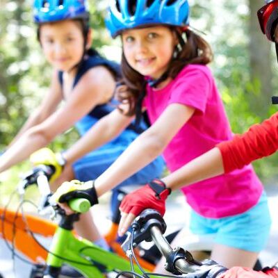 Kids riding a bike